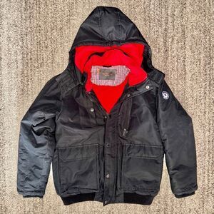 Ben Sherman Big Kids Full Zip Heavy Down Nylon Bomber Hooded Jacket Black XL